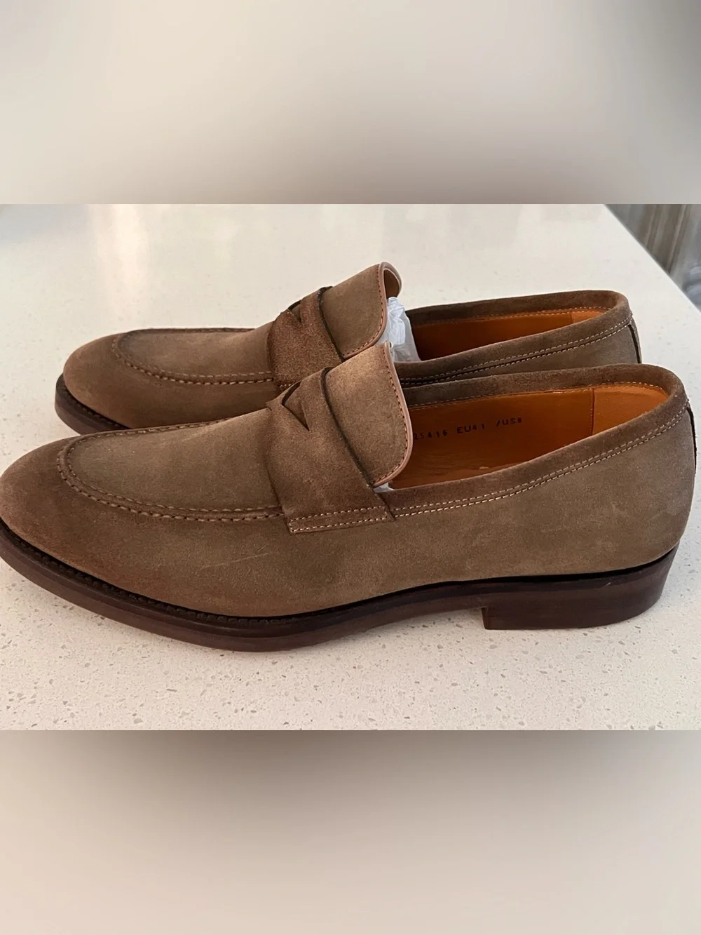 Men's Magnni Lucien Suede Penny Loafers Color is Roccia US men’s Size 8